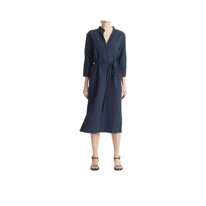 VINCE Band collar Midi Dress-0