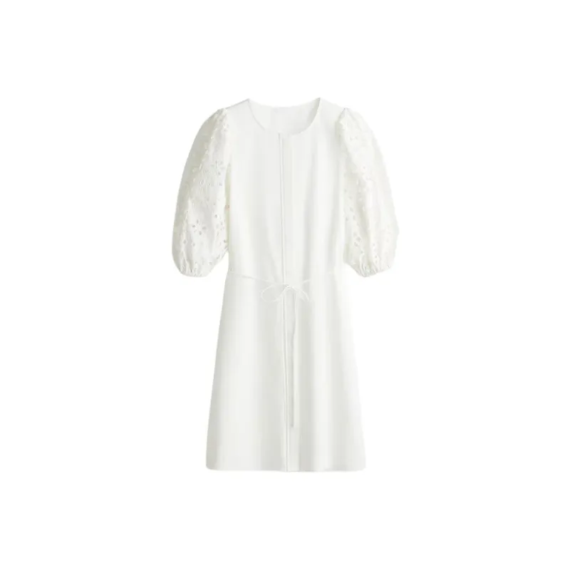 H&M Short Sleeved Dresses Women's White-0