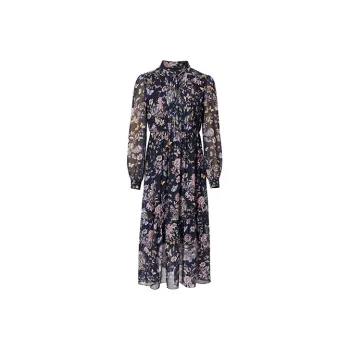 Hopeshow Long Sleeved Dress Women's Black With Pink Floral