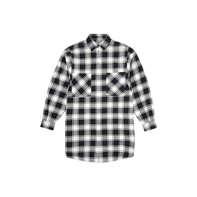 DIESEL Long-Sleeved Dresses Women's Black White Plaid-0