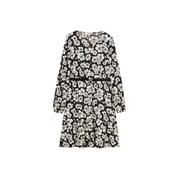 SHUIYUNJIAN Long Sleeved Dress Women's Black Floral