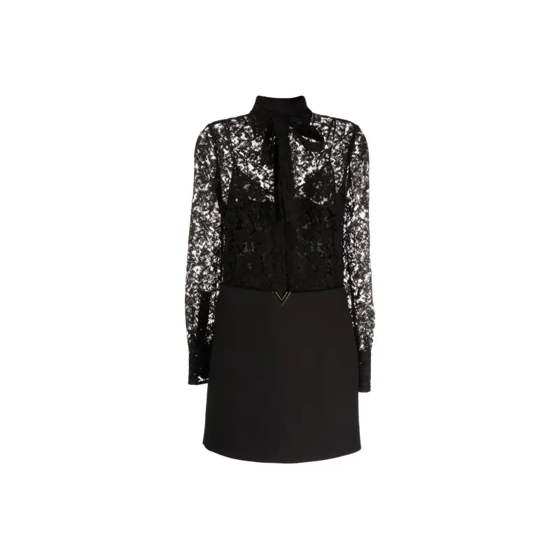 Valentino Long Sleeved Dresses Women's Black-0