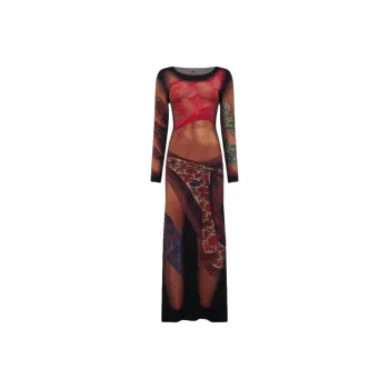 Marine Serre Draped Statue Jersey Maxi Dress