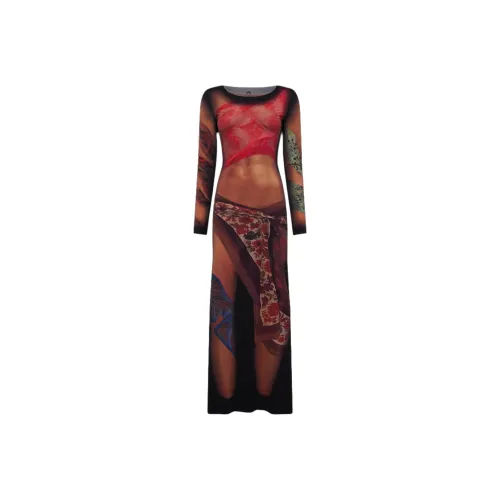 Marine Serre Draped Statue Jersey Maxi Dress