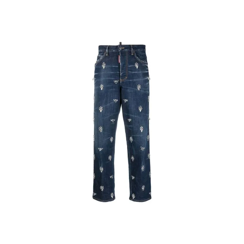 DSQUARED 2 Crystal Flies High rise Cropped Jeans-0