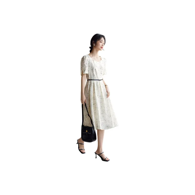 XWI Short Sleeved Dresses Women's Line Pattern-0