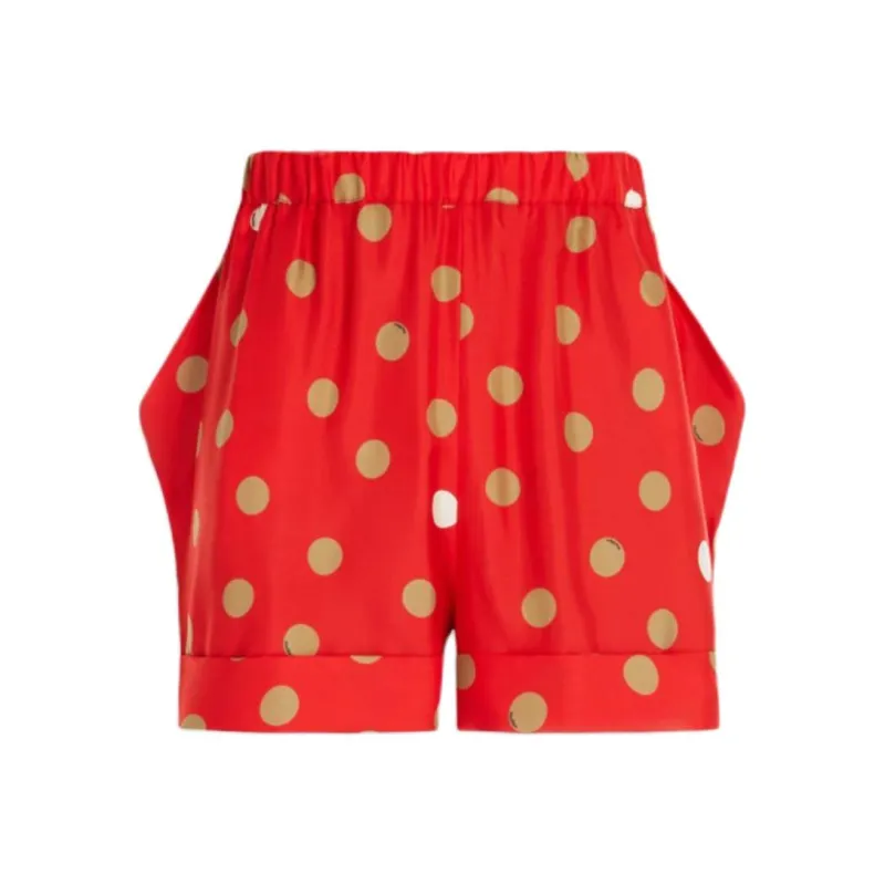 MaxMara Alcool Collection Printed Silk Shorts Casual Shorts Women's Red-0