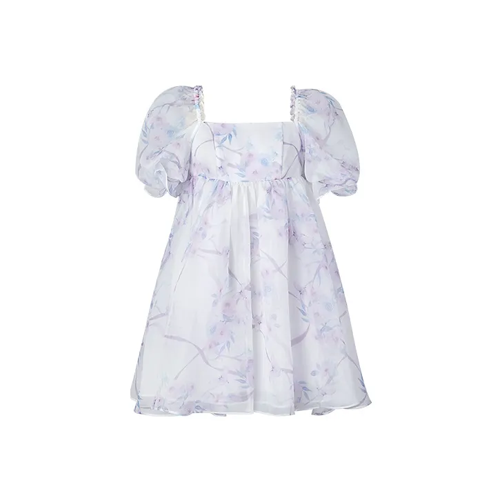 TAMMY TANGS Short Sleeved Dress Women's Pink Purple Print-0
