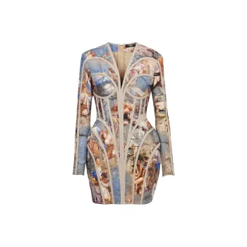 BALMAIN Sky print Linen Dress