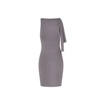 Khy DROP 006 Sueded Stretch Knotted Mini Dress Sleeveless Dress Women's STEEL GREY/Steel Gray
