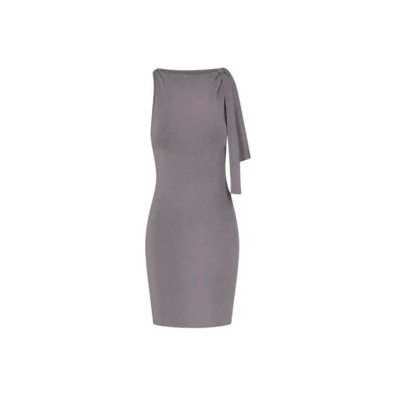 Khy DROP 006 Sueded Stretch Knotted Mini Dress Sleeveless Dress Women's STEEL GREY/Steel Gray-0