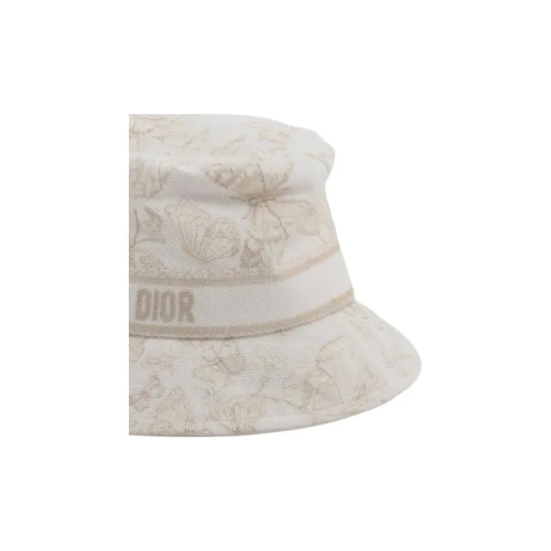 DIOR Cotton Fabric Bucket Hats Women's White-1