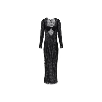 Alessandra Rich Semi-Sheer Lace Long Gown