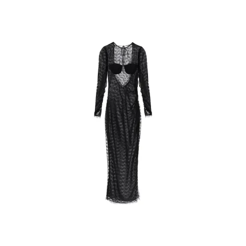 Alessandra Rich Semi-Sheer Lace Long Gown