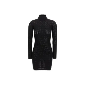 Elisabetta Franchi Logo Monogrammed Mesh Stitched Mini Dress