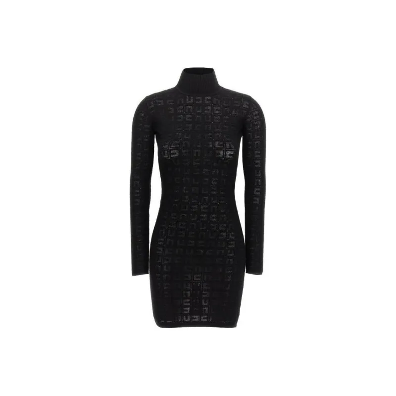 Elisabetta Franchi Logo Monogrammed Mesh Stitched Mini Dress-0