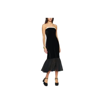 REFORMATION Le Marais Velvet Dress Sleeveless Dress Women's Black