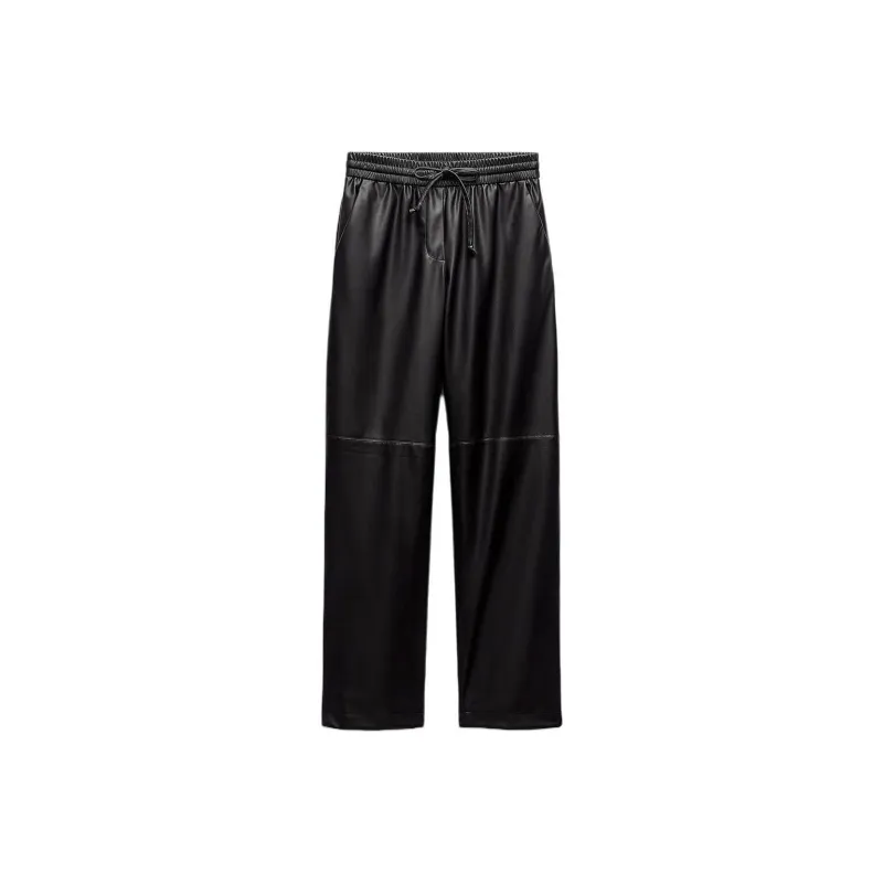 ZARA Leather Pants Women's Black-0