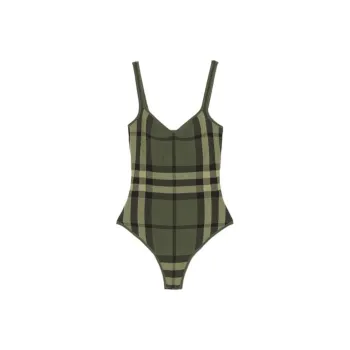 Burberry Kiela Check One Piece Swimsuit 'Military Green'
