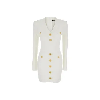 BALMAIN Long Sleeved Dress Women's White