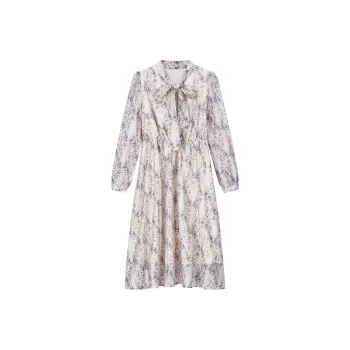 VIMLY Long-Sleeved Dresses Women's Purple Floral