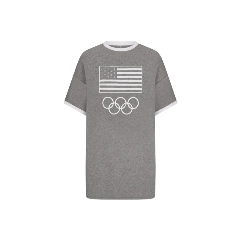 Skims USA Olympic Team Co branded Short Sleeved Dresses Women's HEATHER GREY/Heather Gray-0