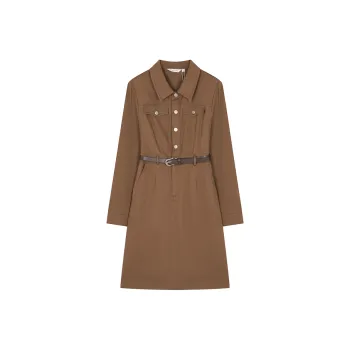 Mo Han Yi Mei Long Sleeved Dresses Women's Light Coffee