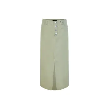 URBAN REVIVO Denim Long Skirt Women's Light Green