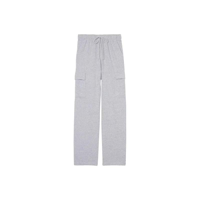 Victoria's Secret PINK Ivy Fleece Straight-Leg Cargo Sweatpants/MHG Cargo Pants Women's Medium Gray-0