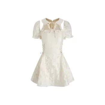 COVT Short Sleeved Dress Women's Tea Break Apricot