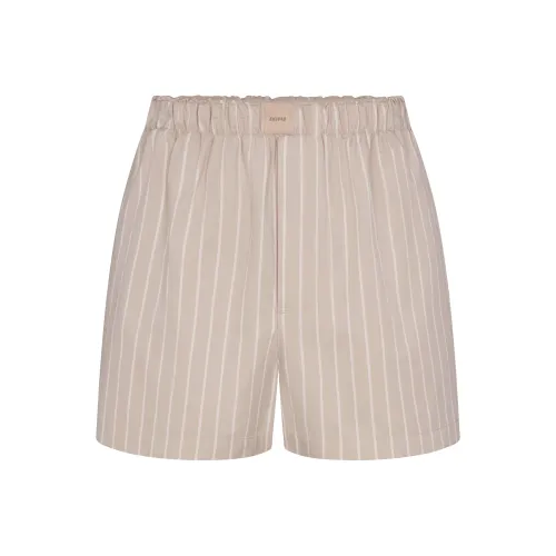 SKIMS Casual Shorts Women's STONE STRIPE/Stone Pattern Brown