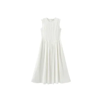 Cubic Sleeveless Dresses Women's White