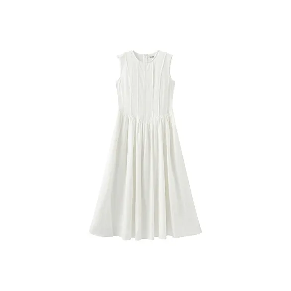 Cubic Sleeveless Dresses Women's White-0