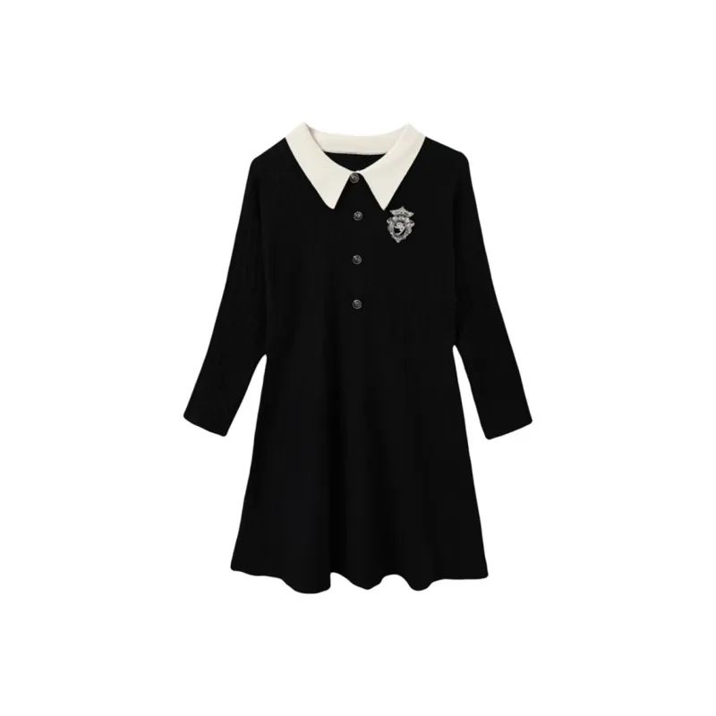 AFGGD Long Sleeved Dress Women's Black-0