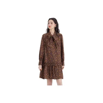 DEAR DEER PUFF Long Sleeved Dresses Women's Brown