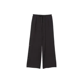 Victoria's Secret Cotton Fleece Wide-Leg Snap Lounge Pants/Black Knitted Sports Pants Women's Black