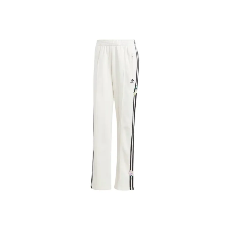 Adidas Originals Embroidered Flower Pants Knitted Sweatpants Women's Cloud White-0