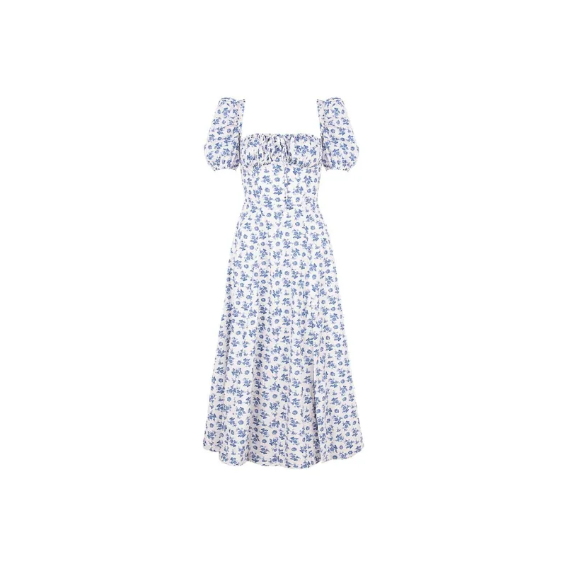 HOUSE OF CB Short Sleeved Dress Women's Blue White-0