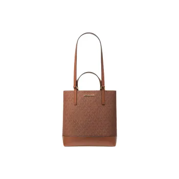 MICHAEL KORS Kelli Coated Canvas Tote Bag, Shopping Bag, Shoulder Bag, Handbag Trumpets Women's Brown