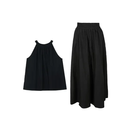3COLOUR Casual Suits Women's Set Classic Black Top+Skirt
