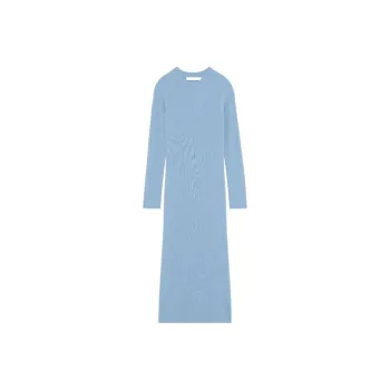 IRO Cashmere Ribbed Maxi Dress Long-Sleeved Dresses Women's Blue