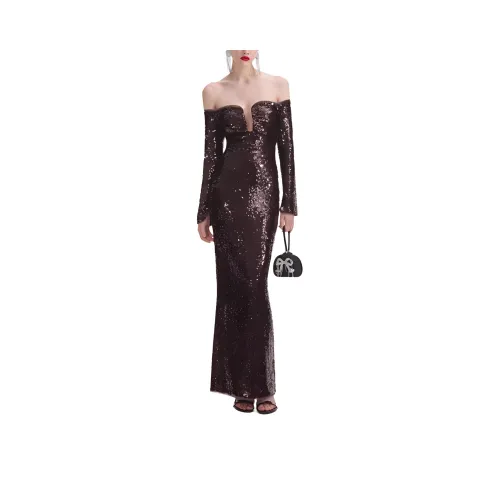 Self portrait Long Sleeved Dress Women's Red Brown