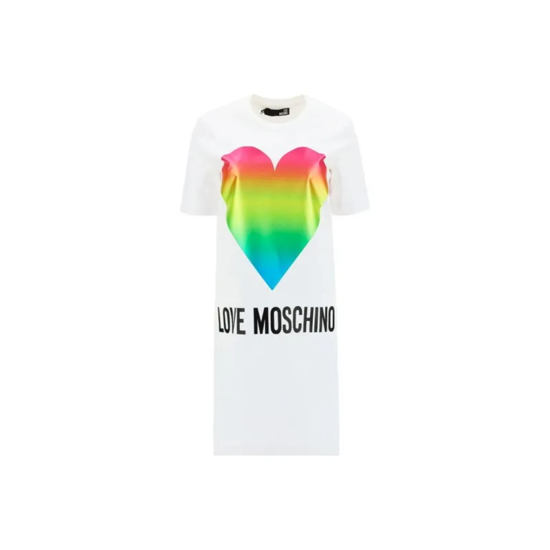 LOVE MOSCHINO Short Sleeved Dresses Women's White-0