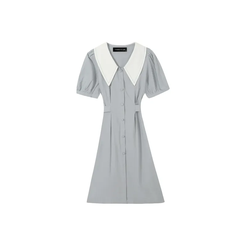 EIDOLON GRAIN Short Sleeved Dress Women's Light Blue-0
