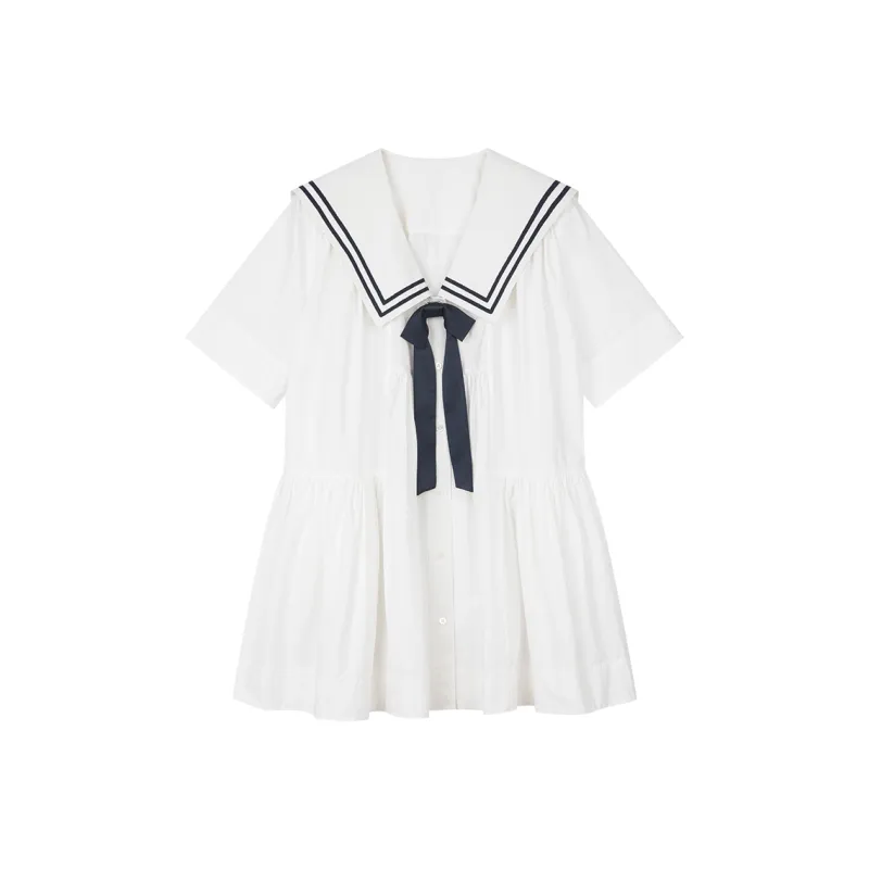 UOOYAA Short Sleeved Dress Women's White-0