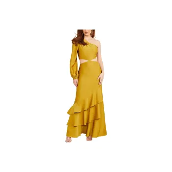 GUESS Jaime Cutout Dress Long-Sleeved Dresses Women's Yellow
