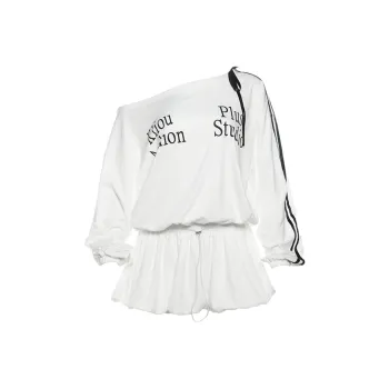 Bubble Trap Long-Sleeved Dresses Women's White
