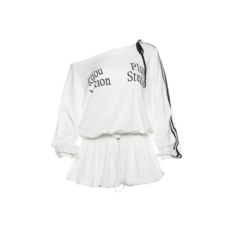 Bubble Trap Long-Sleeved Dresses Women's White-0