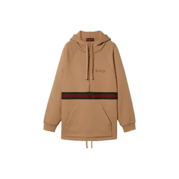 GUCCI Jersey Quarter Zip Drawstring Sweatshirt Dress