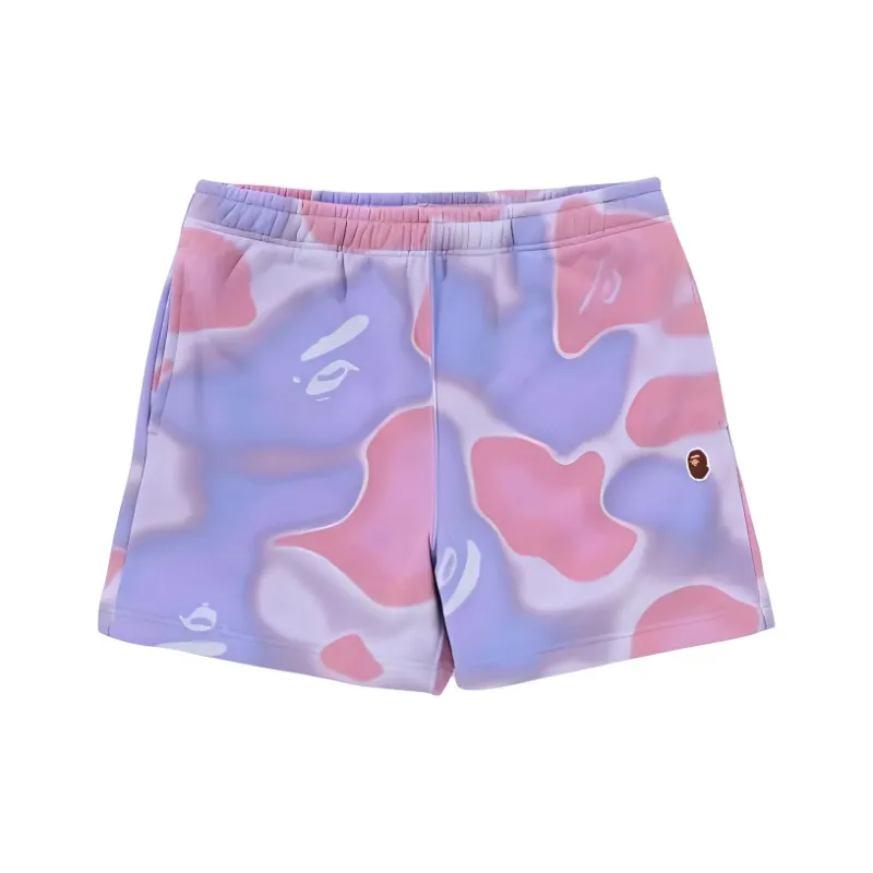 Bape Liquid Camo Shark Sweat Shorts Purple-0